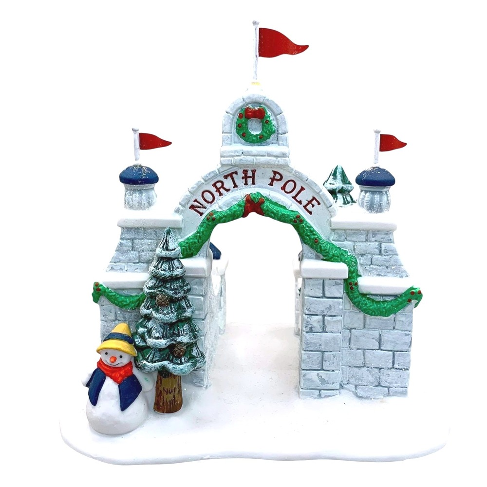 Vtg Department 56 Heritage Village North Pole Gate Porcelain Christmas Figurine